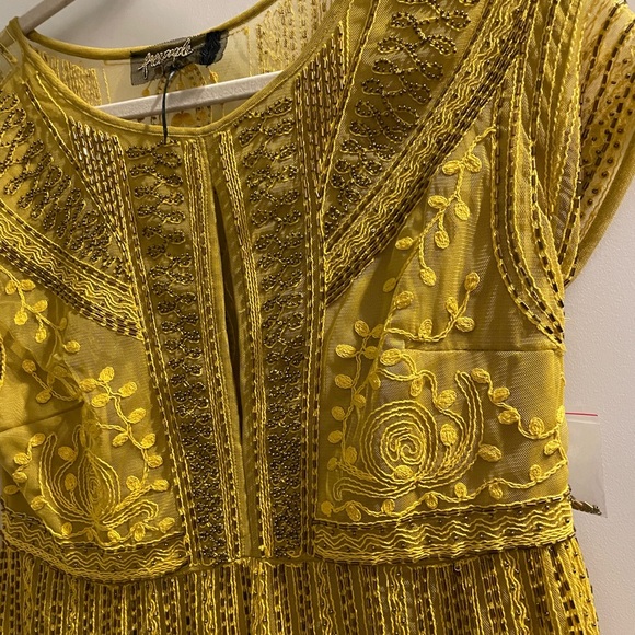 NWT Free People Yellow Beaded And Embroidered Dress - Picture 5 of 10